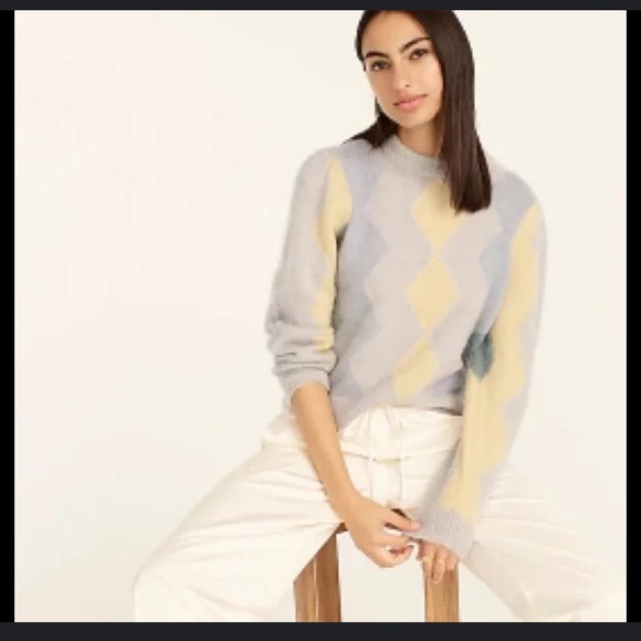 🐲💙 J.Crew Diamond checked  Cropped Sweater - Picture 6 of 15